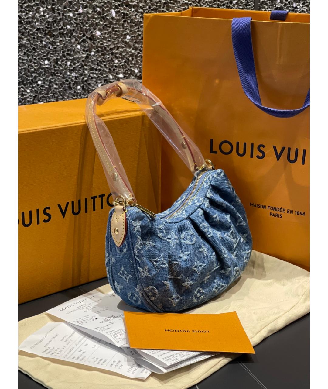 LOUIS VUITTON Синяя деним сумка тоут, фото 2