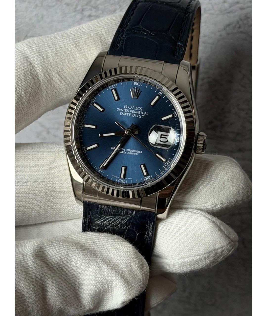 ROLEX Синие часы из белого золота, фото 2