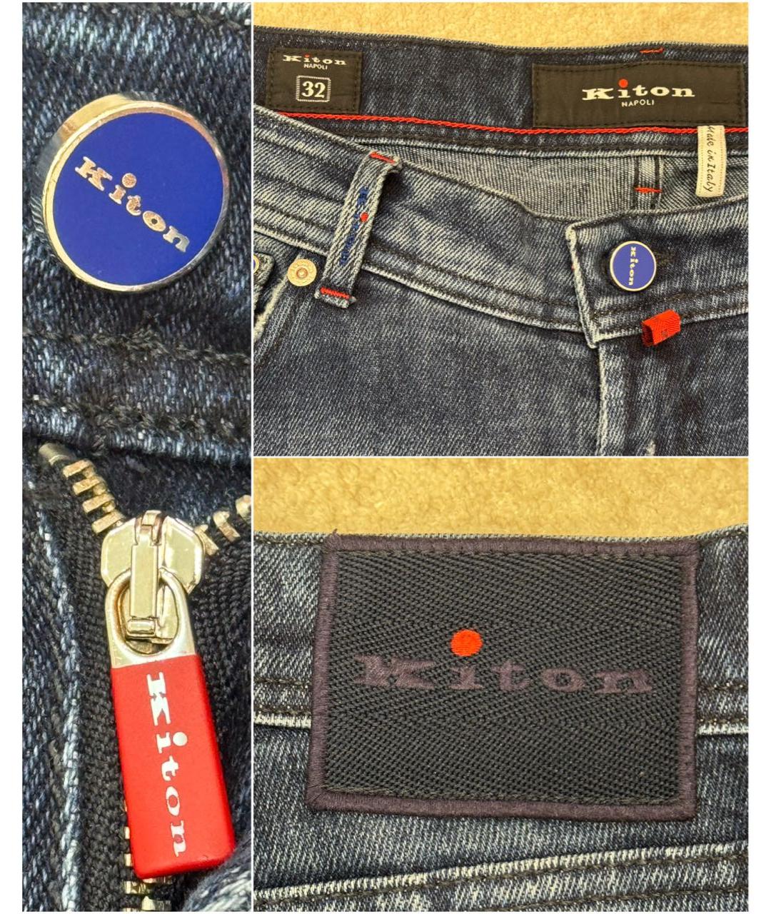 KITON Темно-синие хлопко-эластановые джинсы, фото 6