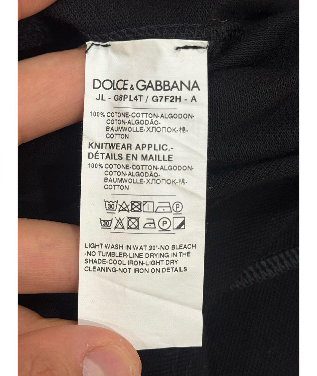 DOLCE&GABBANA Черное хлопковое поло с коротким рукавом, фото 7