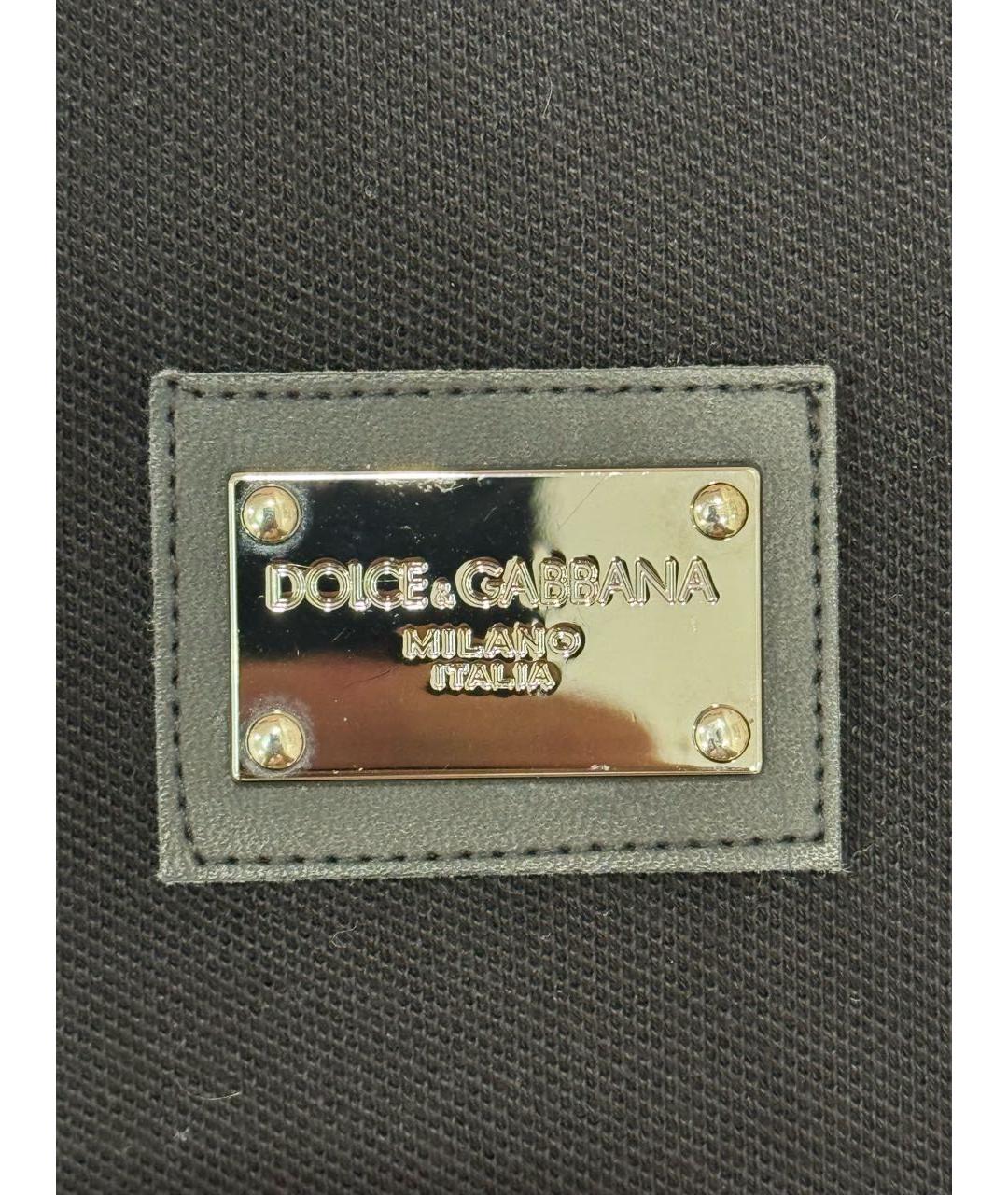 DOLCE&GABBANA Черное хлопковое поло с коротким рукавом, фото 5