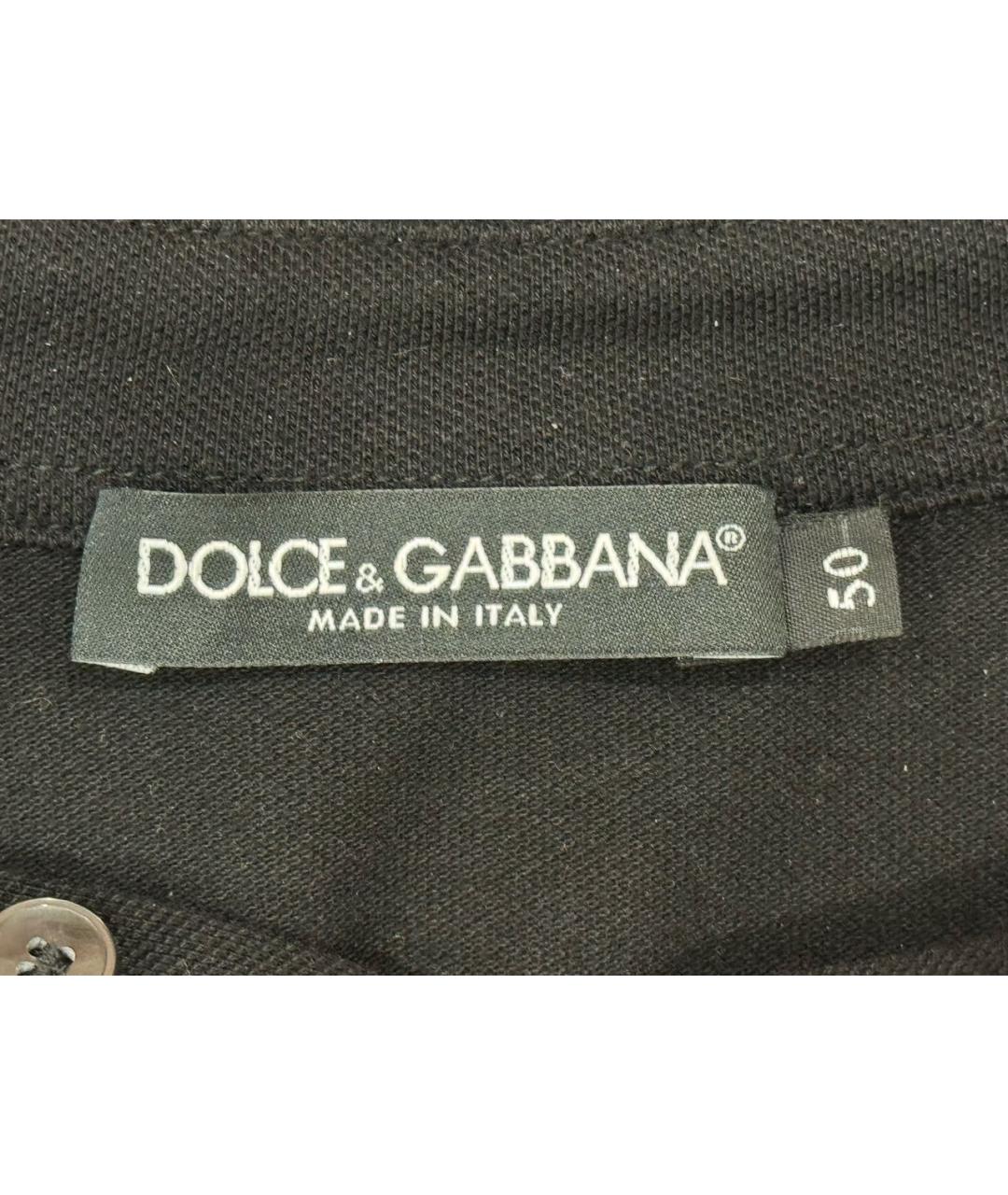 DOLCE&GABBANA Черное хлопковое поло с коротким рукавом, фото 6