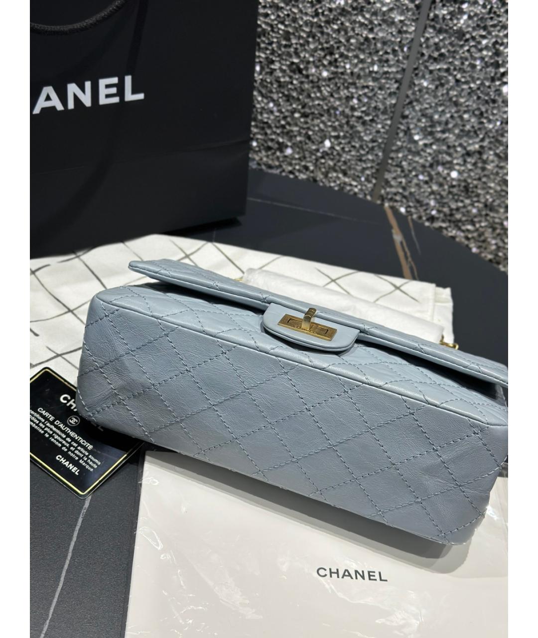 CHANEL Синяя кожаная сумка через плечо, фото 6
