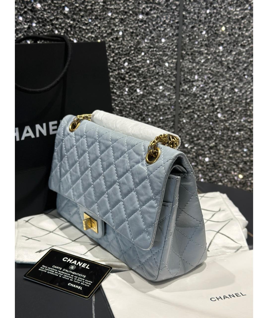 CHANEL Синяя кожаная сумка через плечо, фото 4