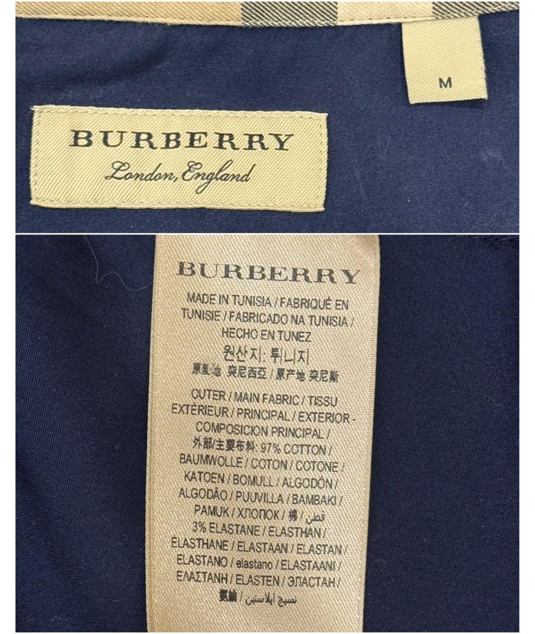 BURBERRY Темно-синяя хлопковая кэжуал рубашка, фото 6