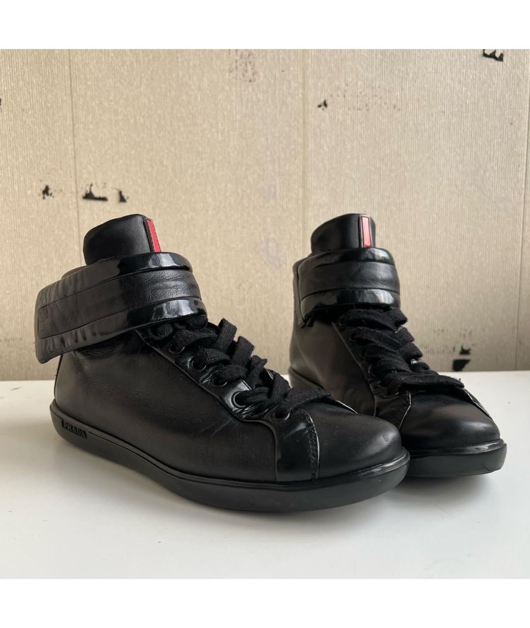 PRADA Черные кожаные кеды, фото 9