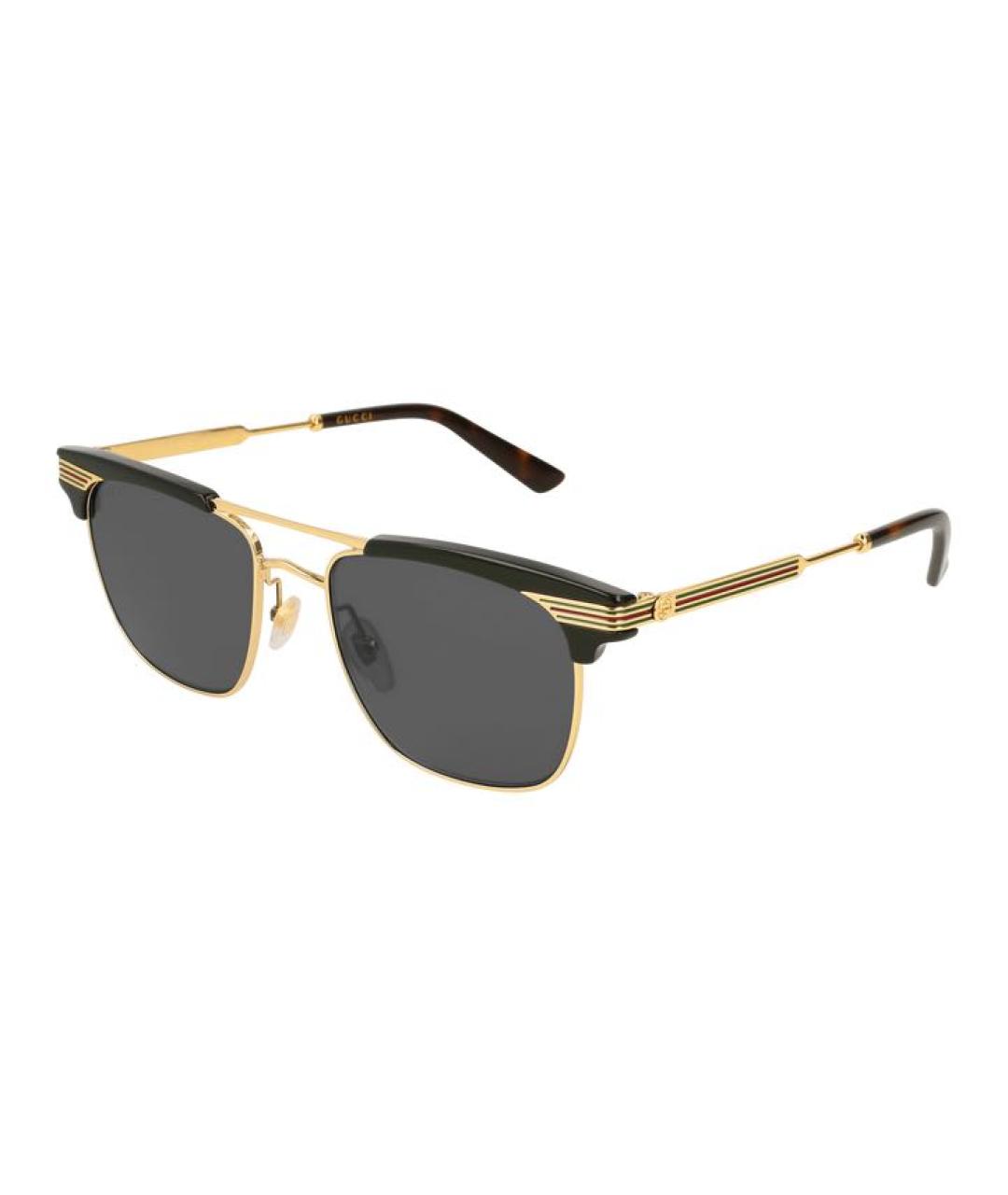 GUCCI Золотые металлические солнцезащитные очки, фото 9