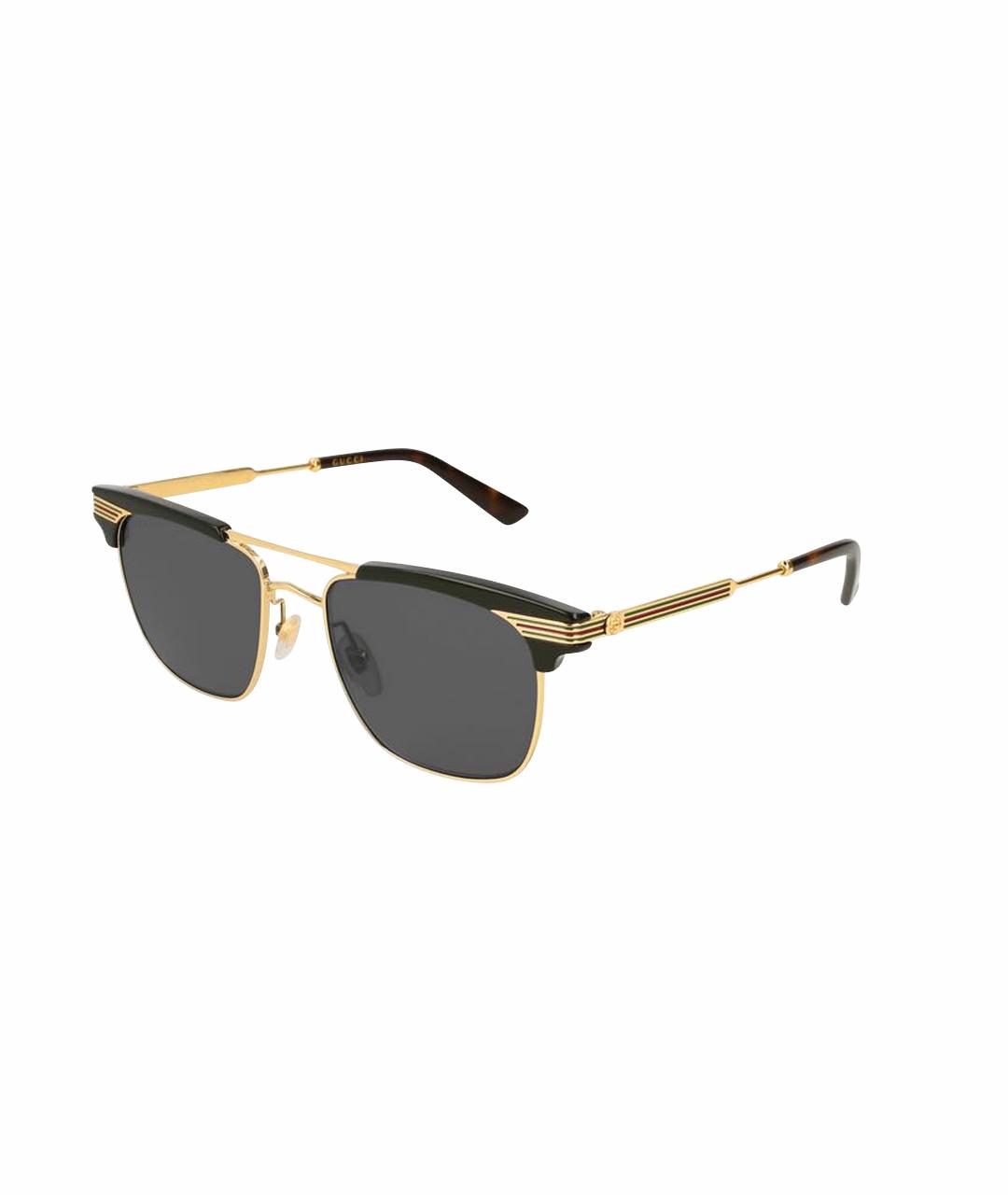 GUCCI Золотые металлические солнцезащитные очки, фото 10