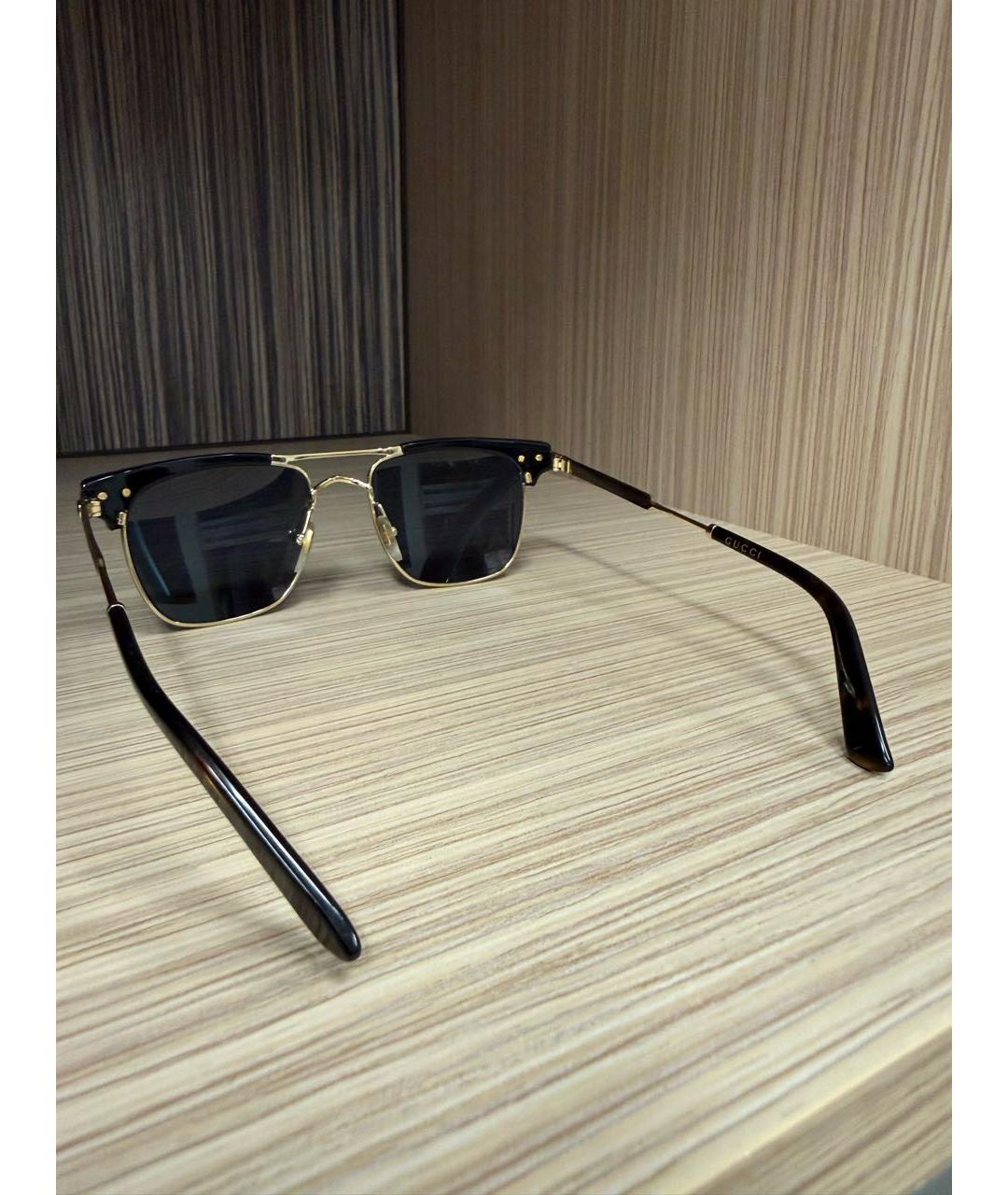 GUCCI Золотые металлические солнцезащитные очки, фото 5