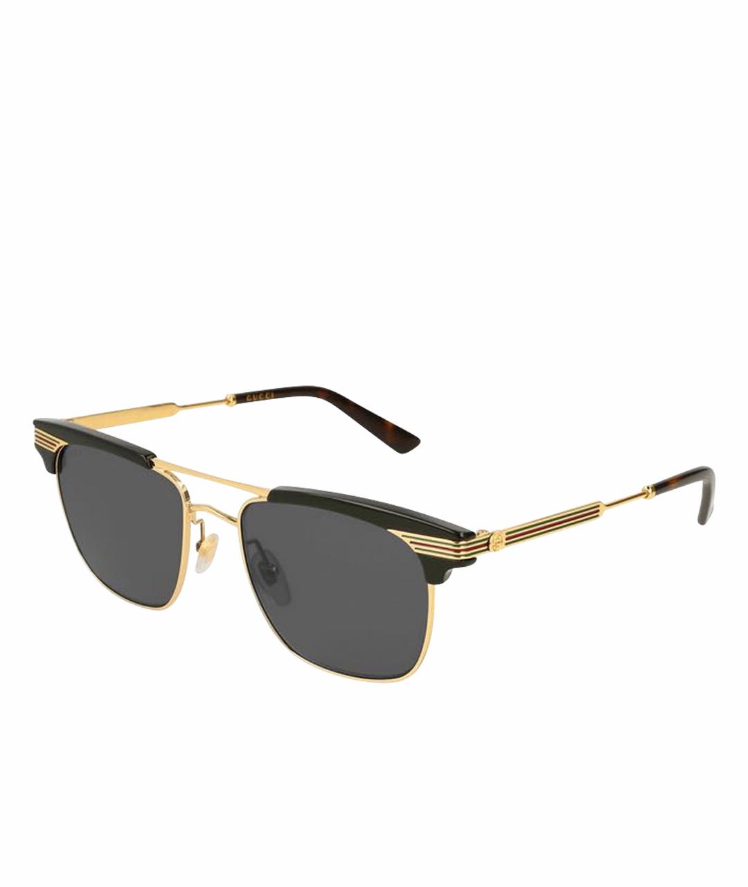 GUCCI Золотые металлические солнцезащитные очки, фото 1