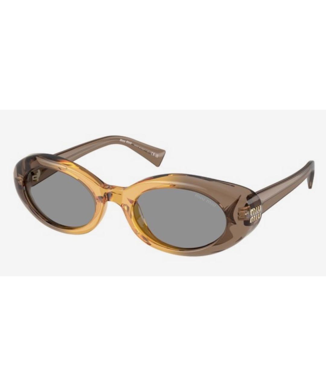 MIU MIU Горчичные пластиковые солнцезащитные очки, фото 4