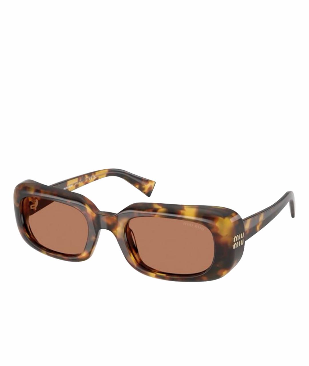 MIU MIU Коричневые пластиковые солнцезащитные очки, фото 1