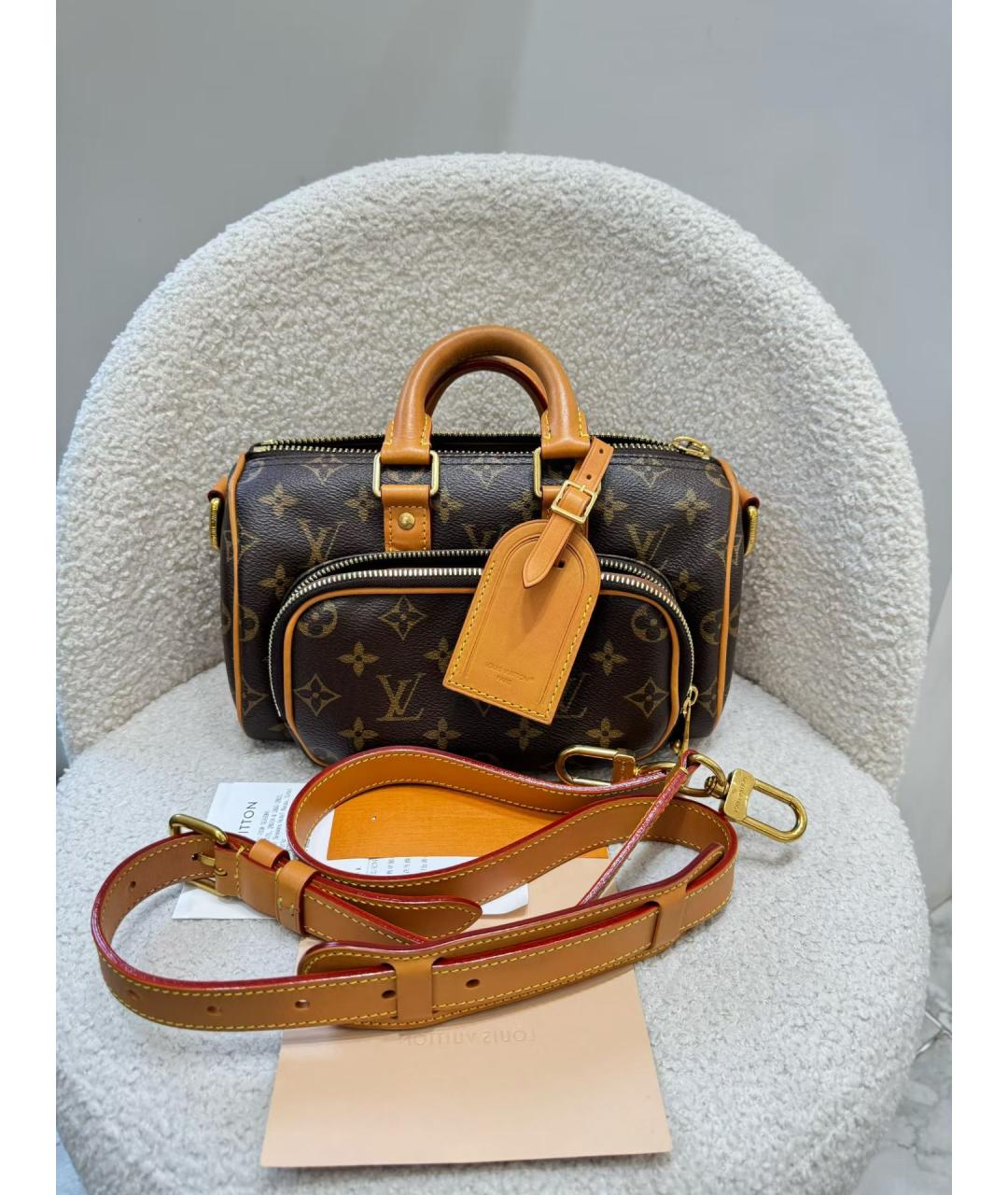 LOUIS VUITTON Коричневая сумка тоут из искусственной кожи, фото 10