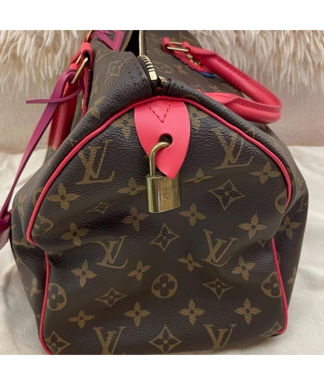 LOUIS VUITTON Коричневая кожаная сумка с короткими ручками, фото 4