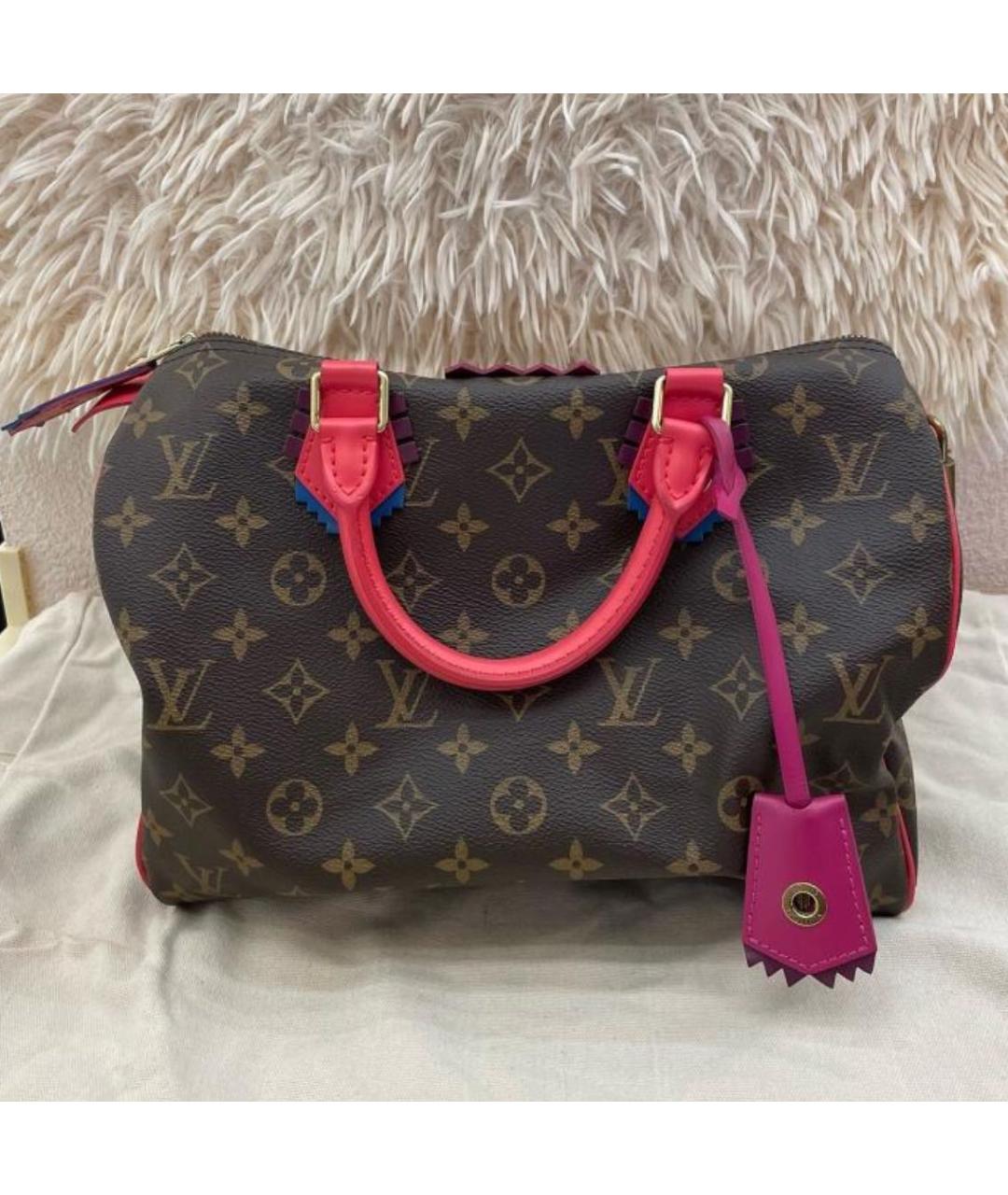 LOUIS VUITTON Коричневая кожаная сумка с короткими ручками, фото 2