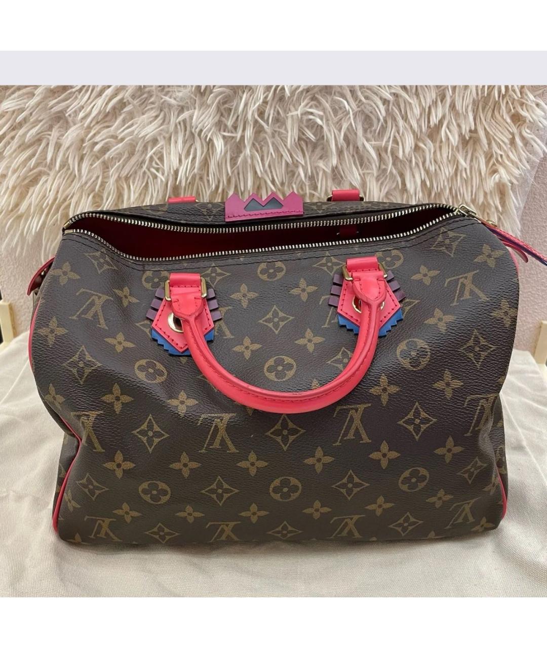 LOUIS VUITTON Коричневая кожаная сумка с короткими ручками, фото 3