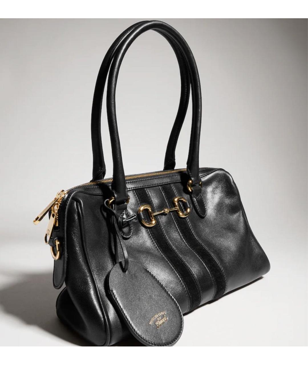 GUCCI Черная кожаная сумка тоут, фото 3