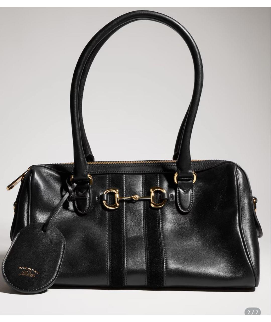 GUCCI Черная кожаная сумка тоут, фото 4