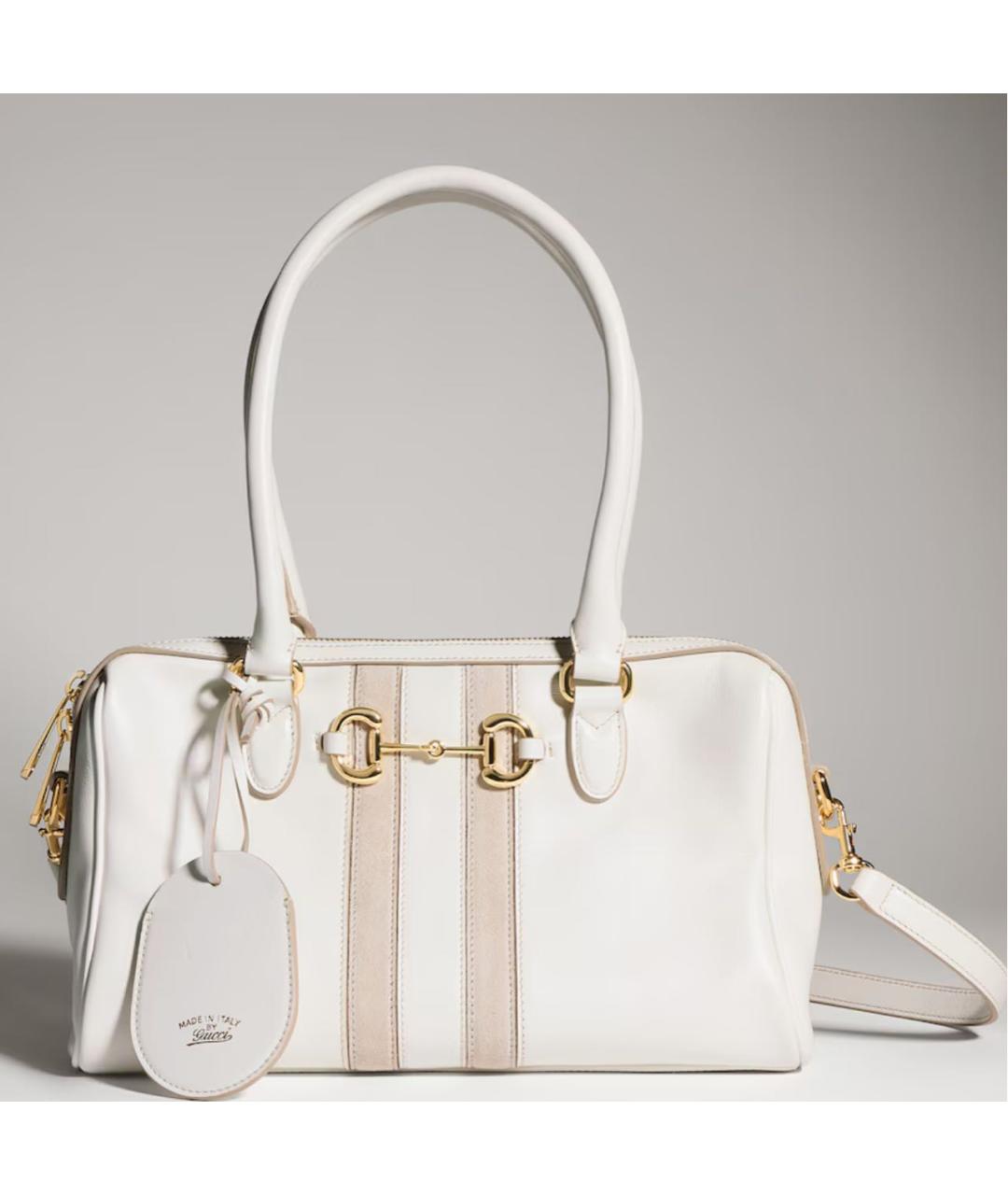 GUCCI Белая кожаная сумка тоут, фото 5