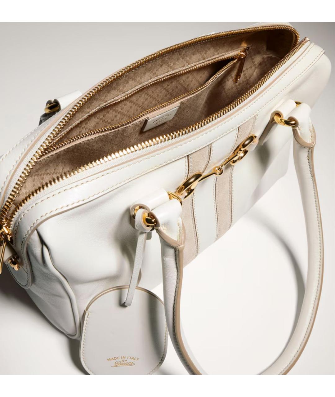 GUCCI Белая кожаная сумка тоут, фото 3