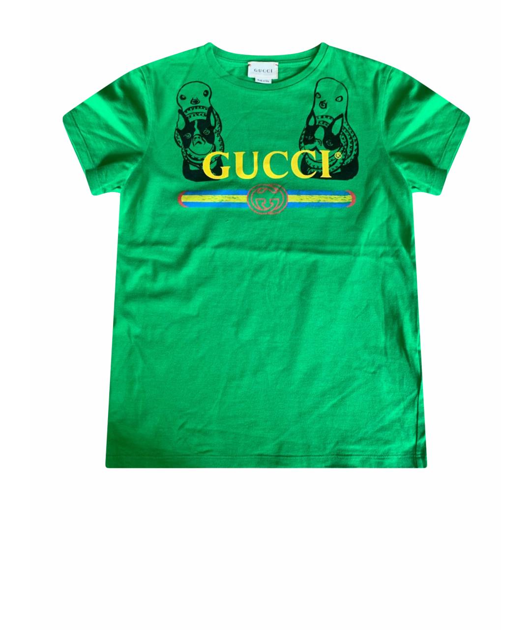GUCCI Зеленая хлопковая детская футболка, фото 2