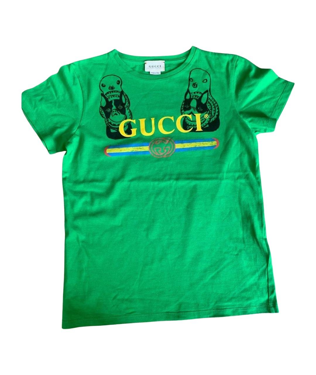 GUCCI Зеленая хлопковая детская футболка, фото 1