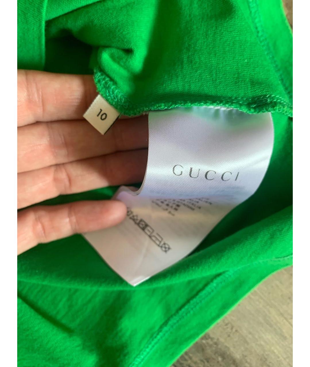 GUCCI Зеленая хлопковая детская футболка, фото 6