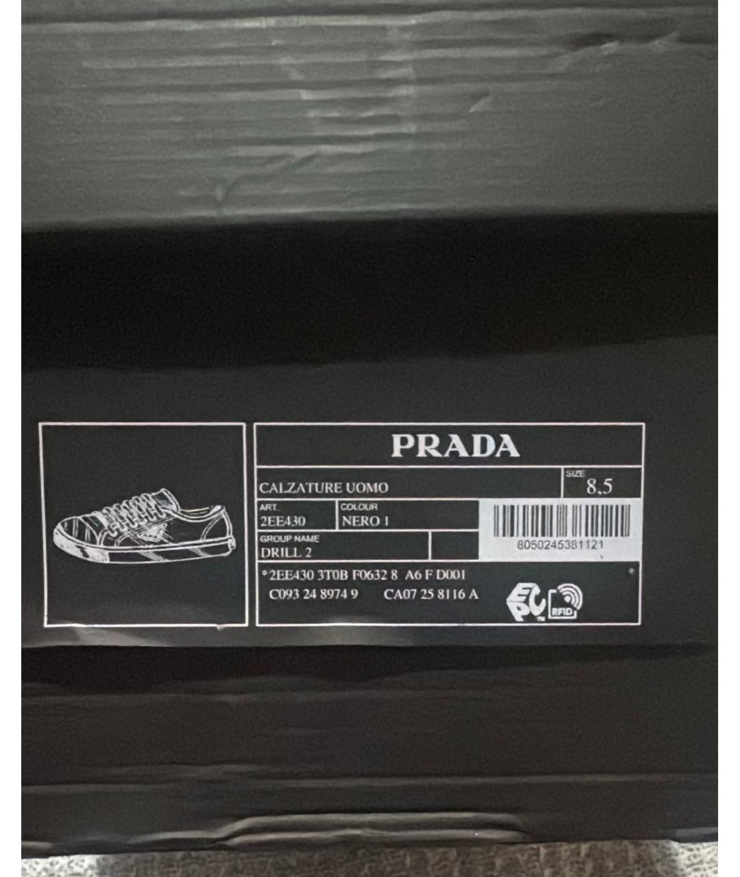 PRADA Черные текстильные низкие кроссовки / кеды, фото 7