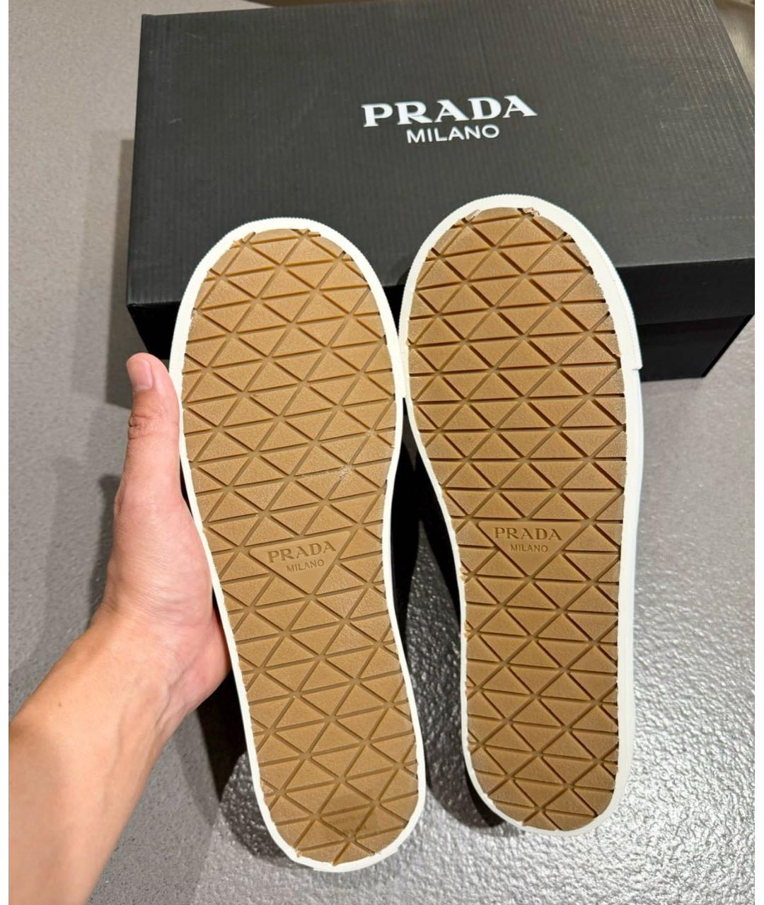 PRADA Черные текстильные низкие кроссовки / кеды, фото 6