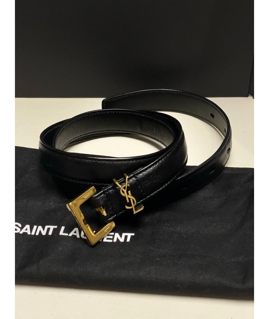 SAINT LAURENT Черный кожаный ремень, фото 4