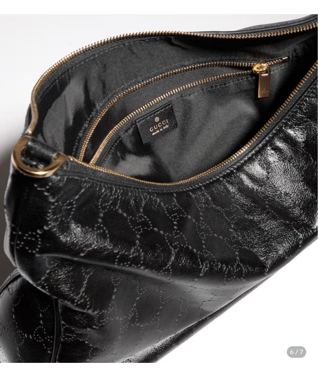 GUCCI Черная кожаная сумка тоут, фото 3