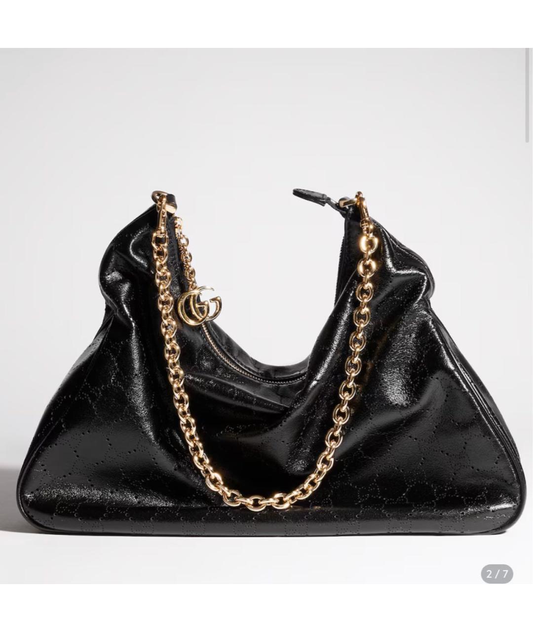 GUCCI Черная кожаная сумка тоут, фото 5