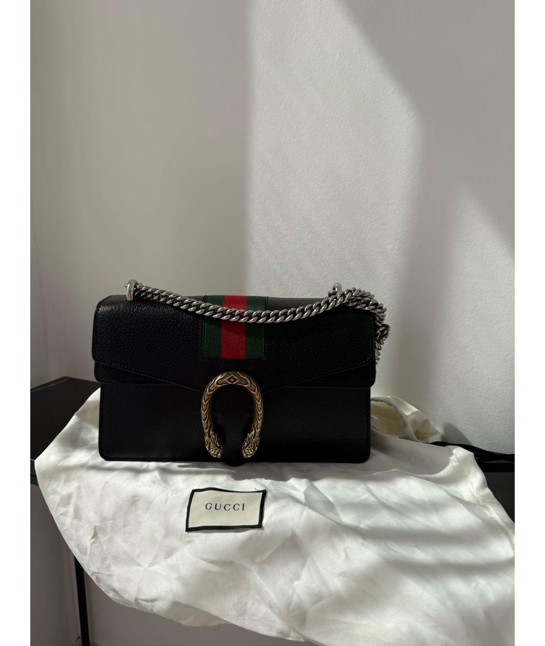 GUCCI Черная кожаная сумка через плечо, фото 8