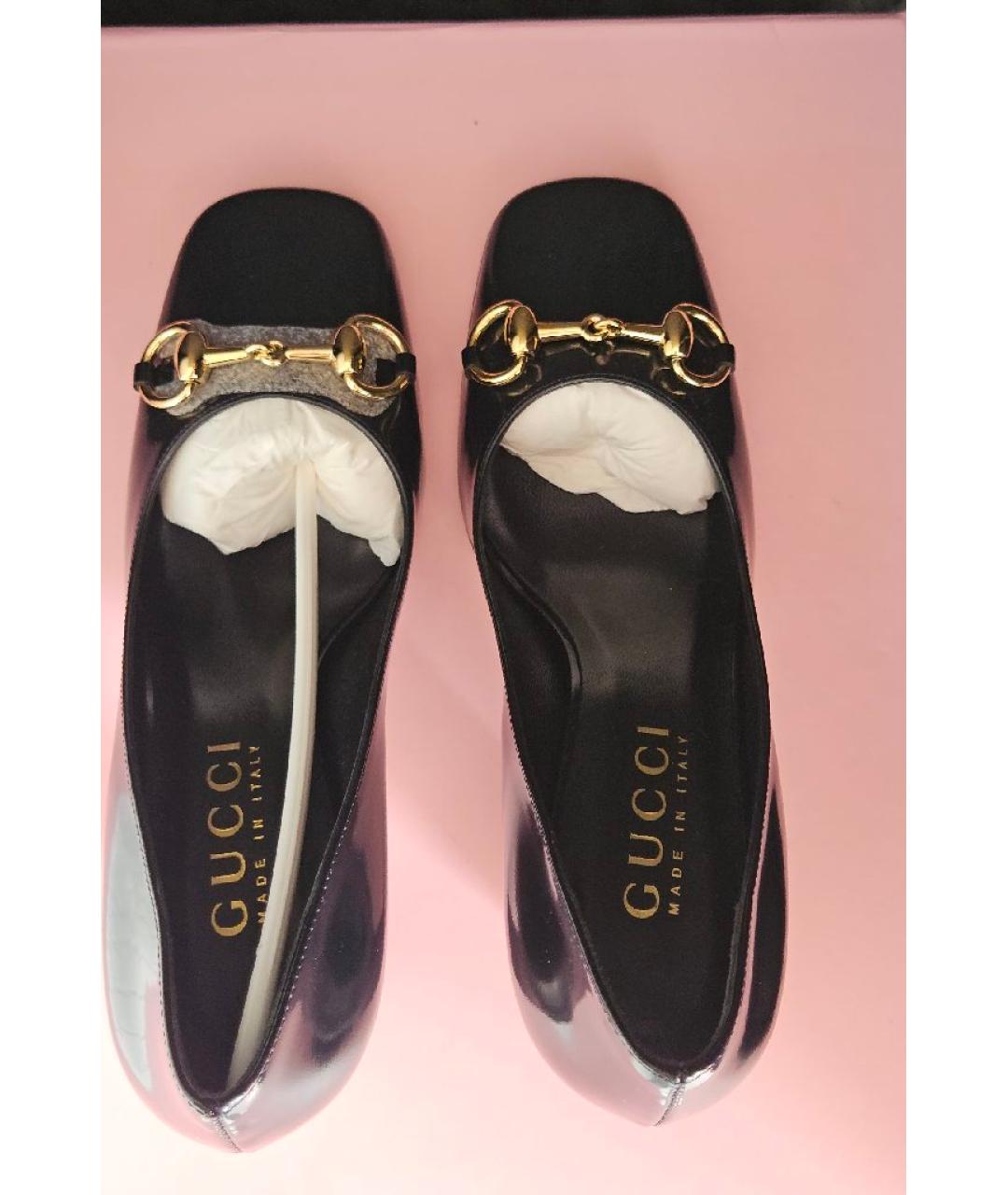 GUCCI Черные кожаные туфли, фото 3