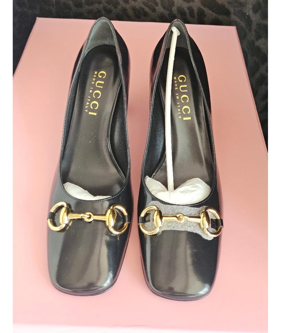 GUCCI Черные кожаные туфли, фото 2