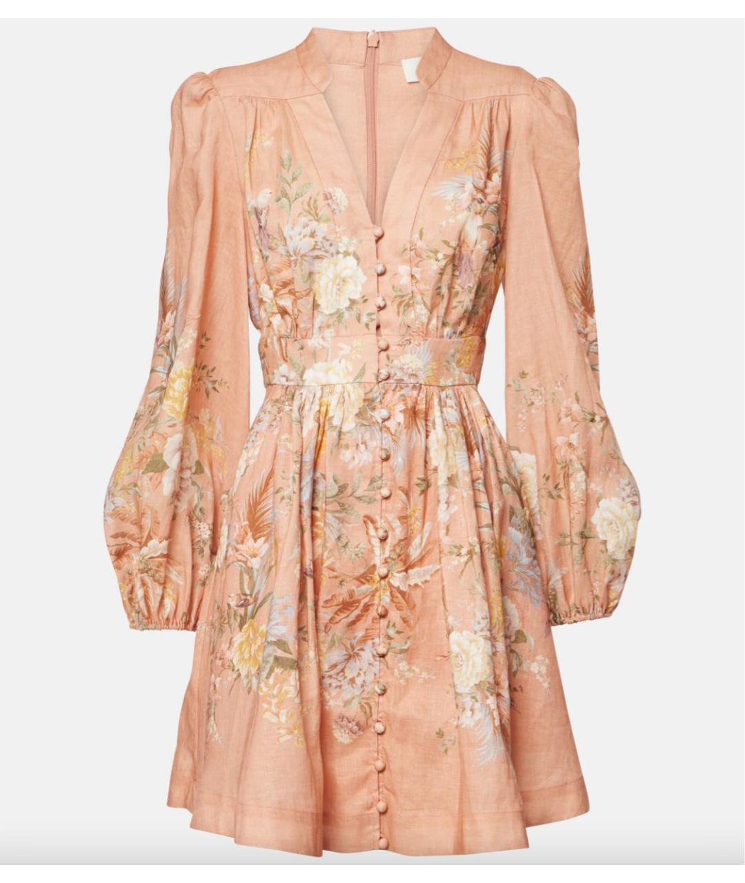 ZIMMERMANN Розовое льняное повседневное платье, фото 6