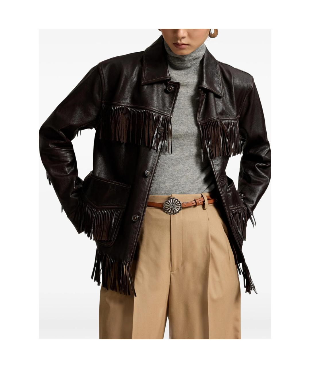 RALPH LAUREN Коричневая кожаная куртка, фото 4