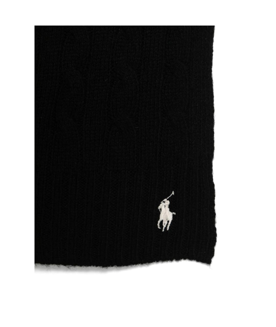 RALPH LAUREN Черный шерстяной шарф, фото 2
