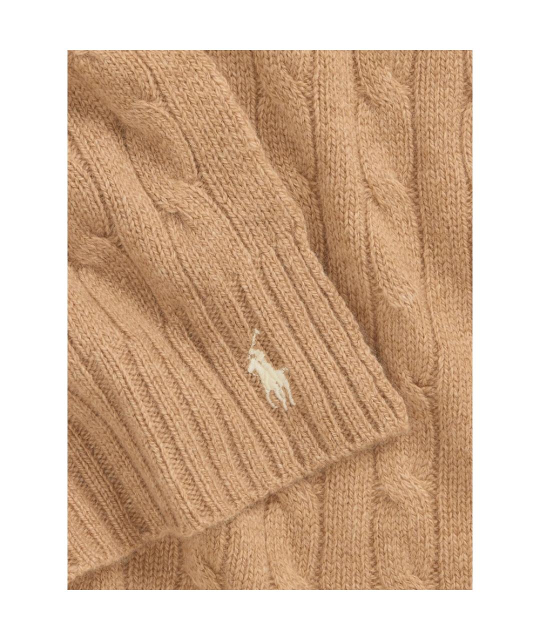 RALPH LAUREN Коричневый шерстяной шарф, фото 2