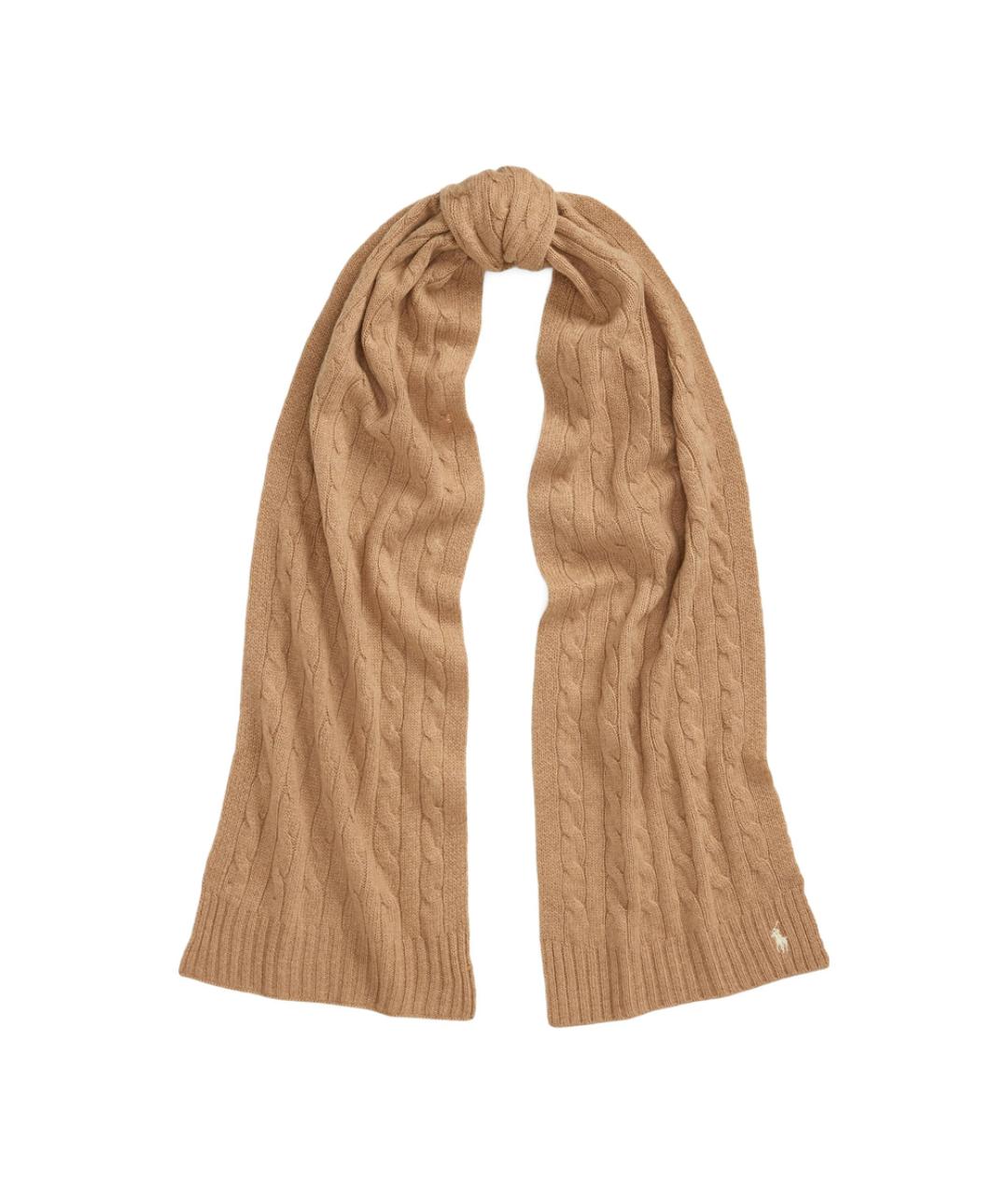 RALPH LAUREN Коричневый шерстяной шарф, фото 3