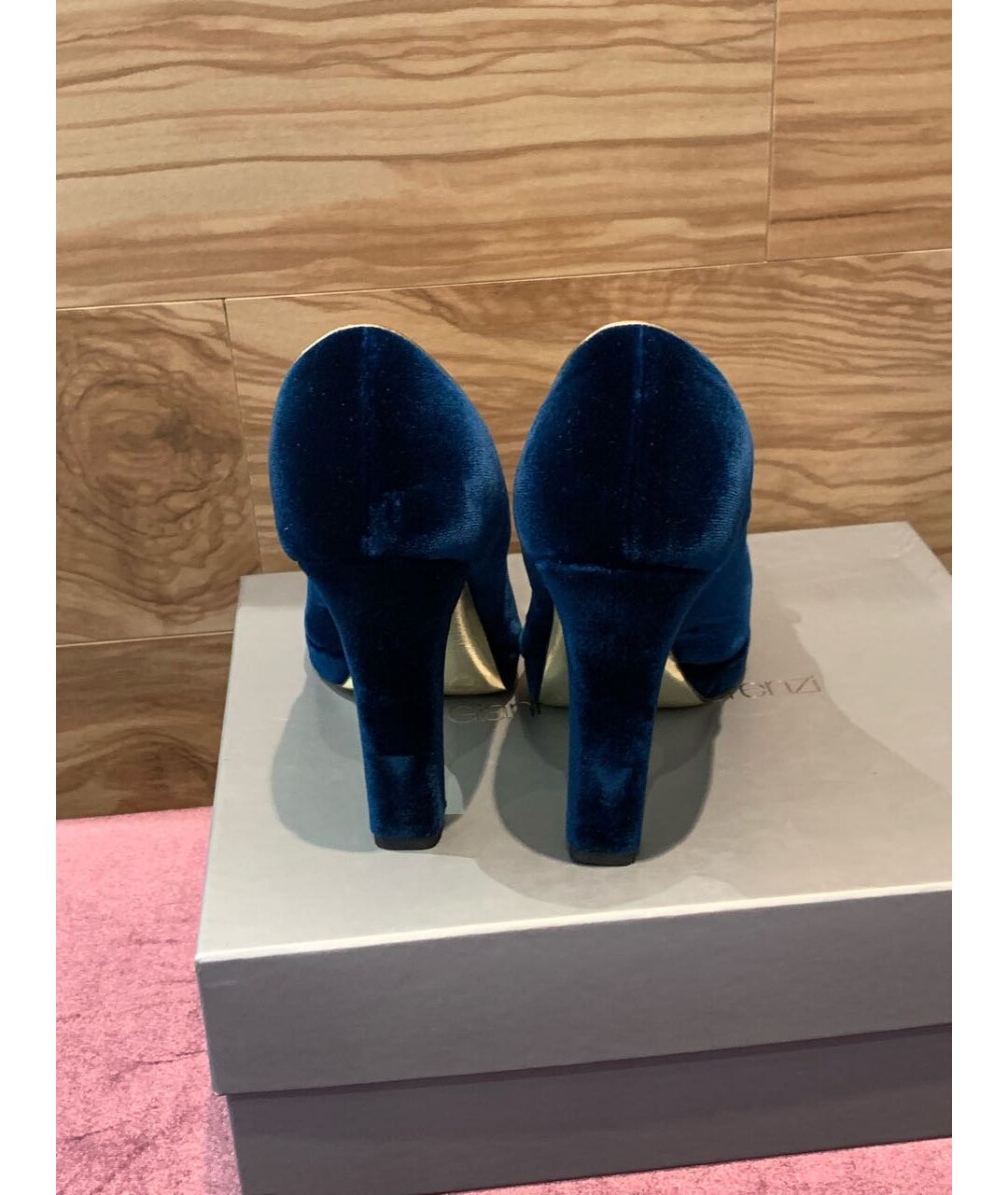 GIAN MARCO LORENZI Синие бархатные туфли, фото 4