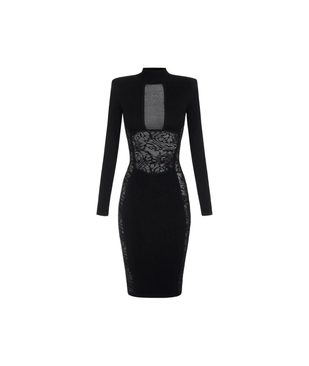 ELISABETTA FRANCHI Черное полиэстеровое коктейльное платье, фото 1
