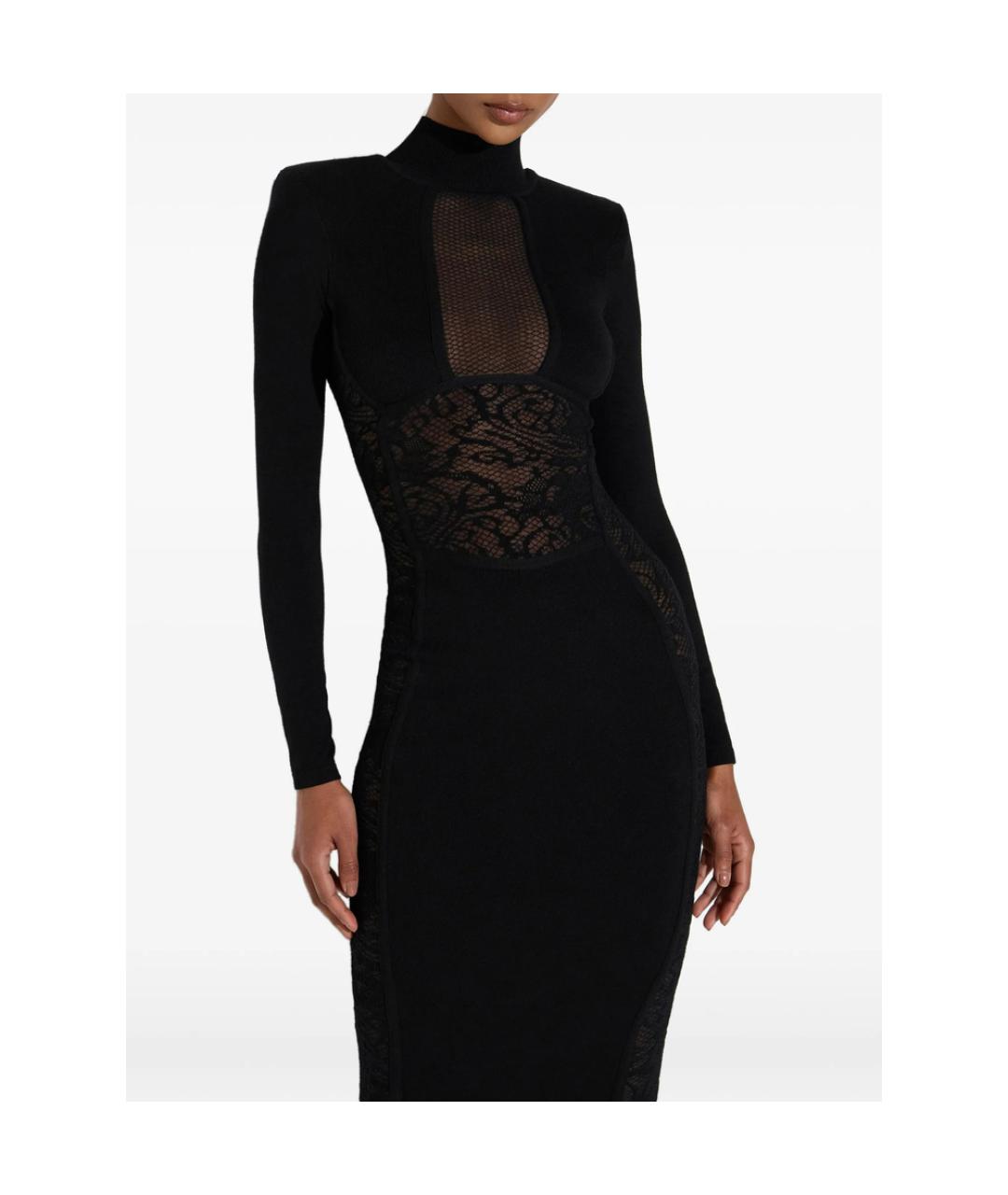 ELISABETTA FRANCHI Черное полиэстеровое коктейльное платье, фото 4