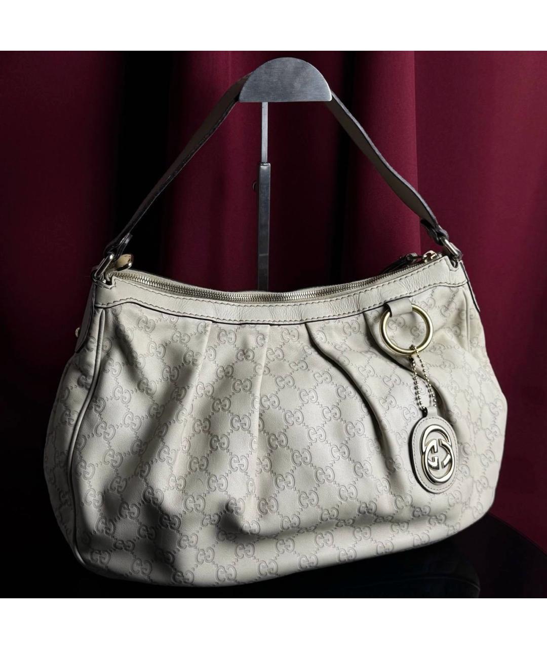GUCCI Белая кожаная сумка тоут, фото 2
