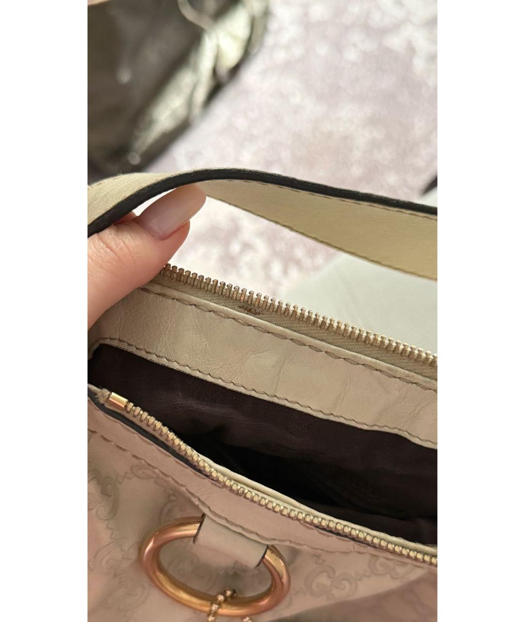 GUCCI Белая кожаная сумка тоут, фото 8