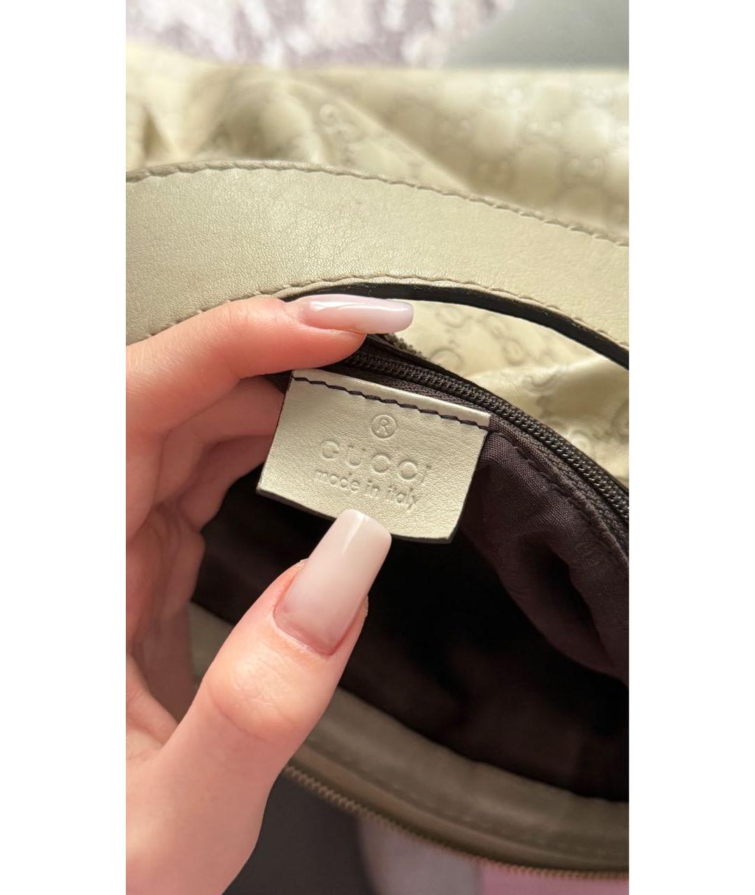 GUCCI Белая кожаная сумка тоут, фото 5