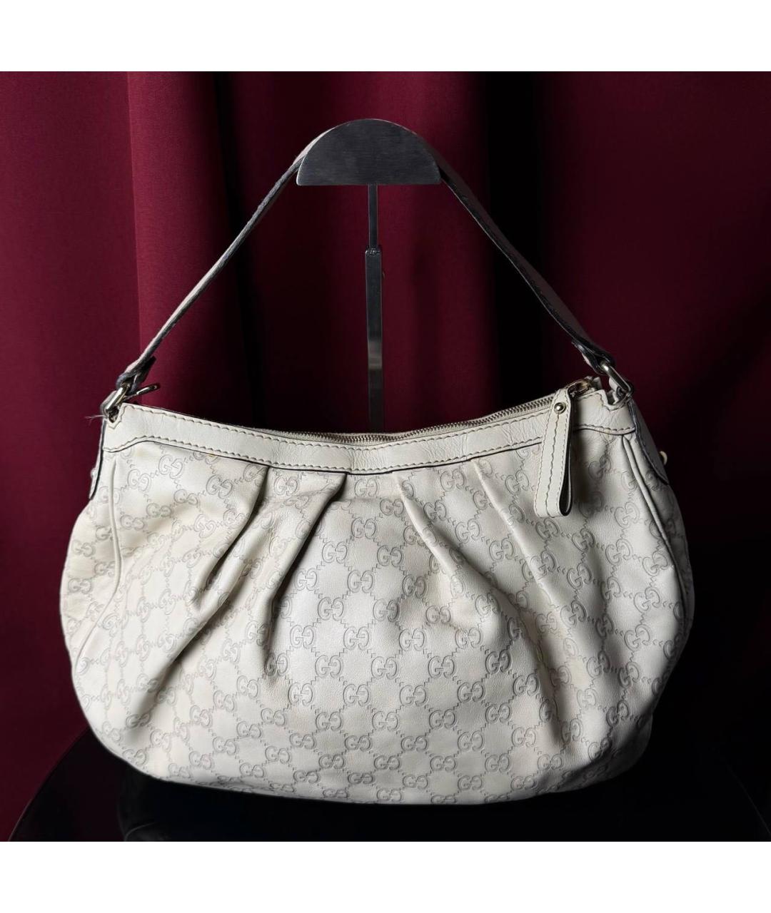 GUCCI Белая кожаная сумка тоут, фото 3