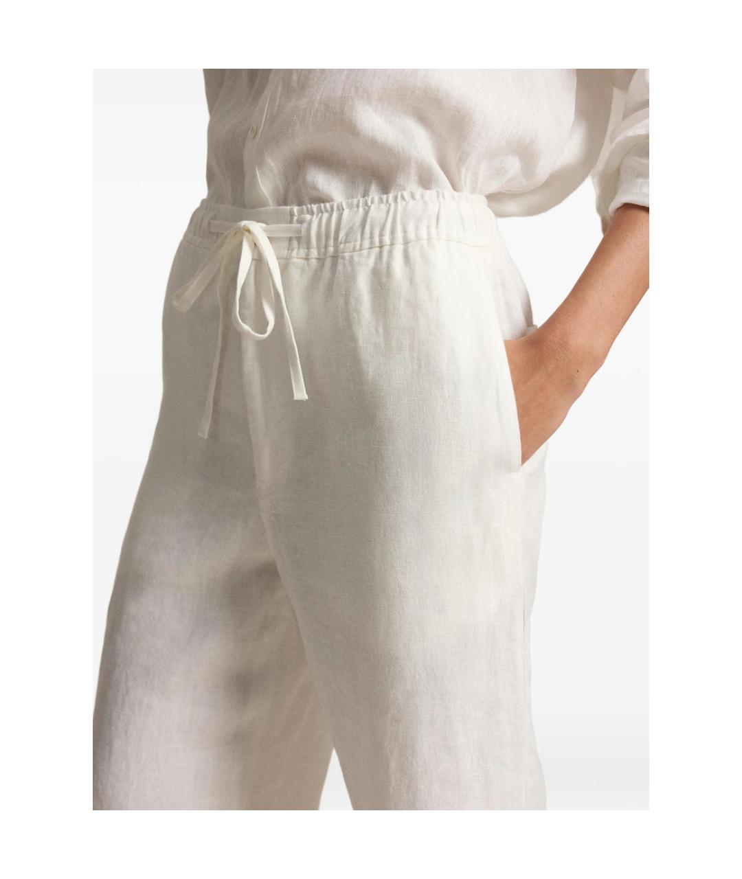RALPH LAUREN Белые льняные прямые брюки, фото 3