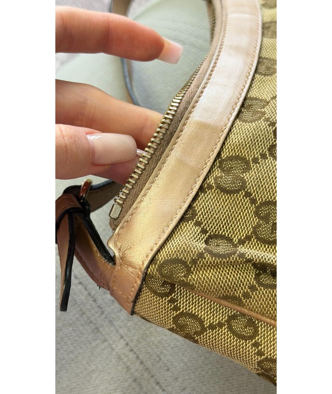 GUCCI Бежевая тканевая сумка с короткими ручками, фото 7