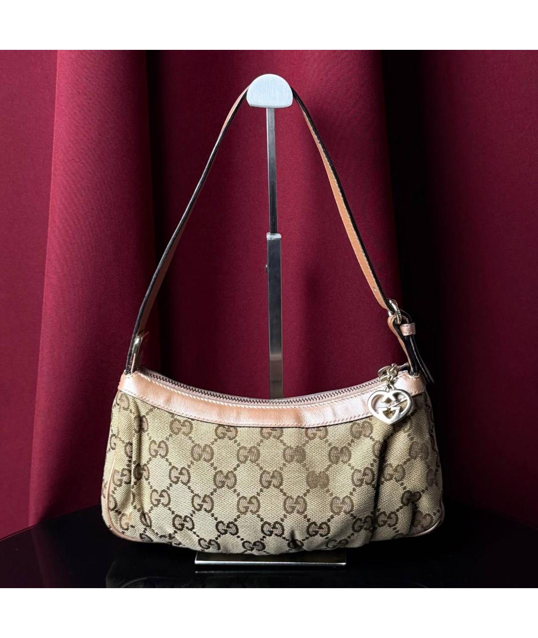 GUCCI Бежевая тканевая сумка с короткими ручками, фото 3